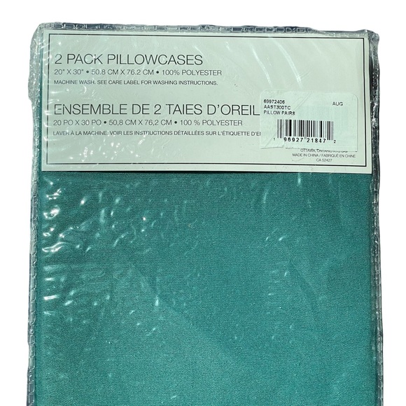 HOME STYLES Standard Pillow Cases Two Pack Teal 20”x30” - Picture 5 of 6